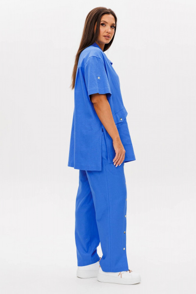 Леняное платье с поясом и карманами, спущенное плечо Fantazia Mod 4815 - фото 3