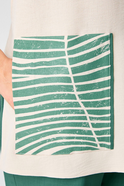 Блуза, брюки Мишель стиль 1263 бежево-зеленый - фото 5