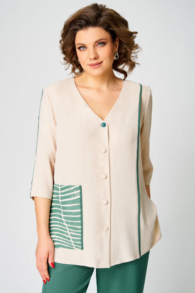 Блуза, брюки Мишель стиль 1263 бежево-зеленый - фото 4