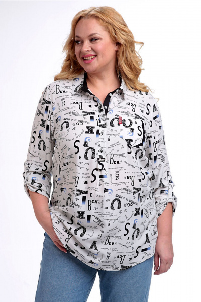 Блуза Таир-Гранд 62443 белый-газета - фото 8