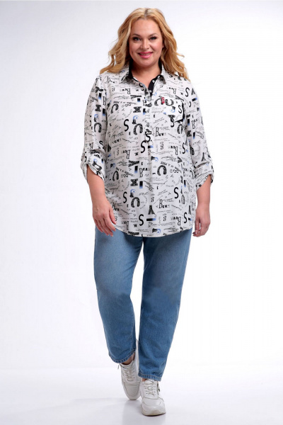 Блуза Таир-Гранд 62443 белый-газета - фото 7