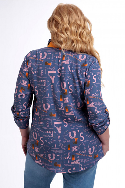 Блуза Таир-Гранд 62443 джинс-газета - фото 8