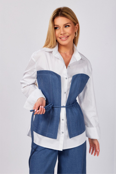 Брюки, жакет DOGGI 2992 белый+синий - фото 4