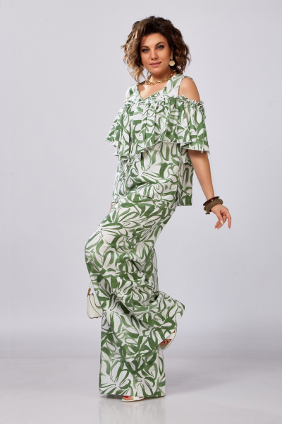 Блуза, брюки Lady Secret 2996 белый+зеленый - фото 3
