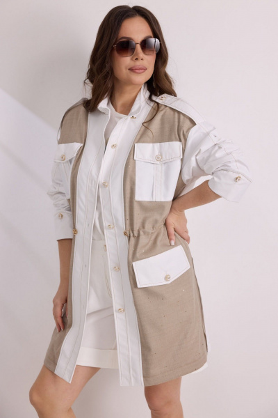 Парка, футболка, шорты Магия моды 2575 белый+беж - фото 7