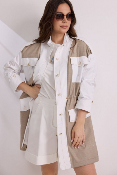 Парка, футболка, шорты Магия моды 2575 белый+беж - фото 6