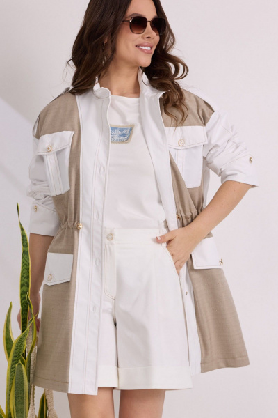 Парка, футболка, шорты Магия моды 2575 белый+беж - фото 3