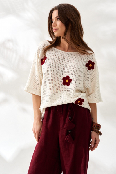 Блуза ELLETTO 3834 молочный - фото 4