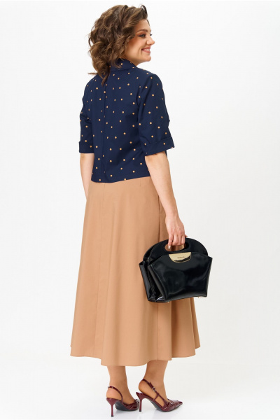 Жакет, юбка Aira Style 24120 капучино-синий - фото 7