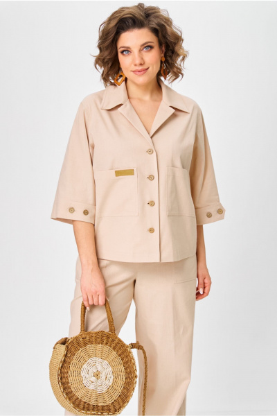 Брюки, жакет Aira Style 24224 бежевый - фото 5