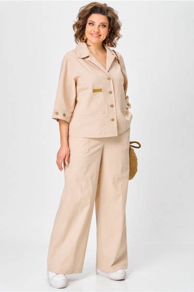 Брюки, жакет Aira Style 24224 бежевый - фото 2