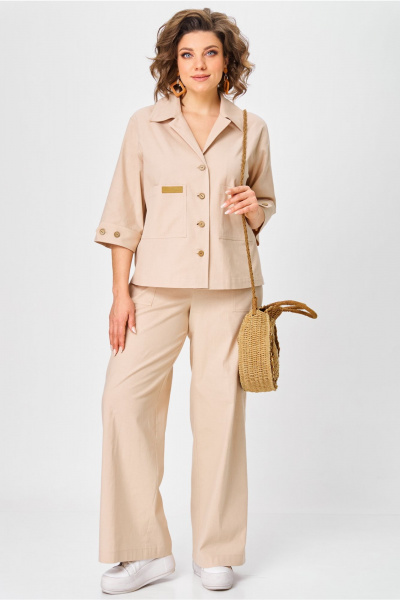 Брюки, жакет Aira Style 24224 бежевый - фото 1