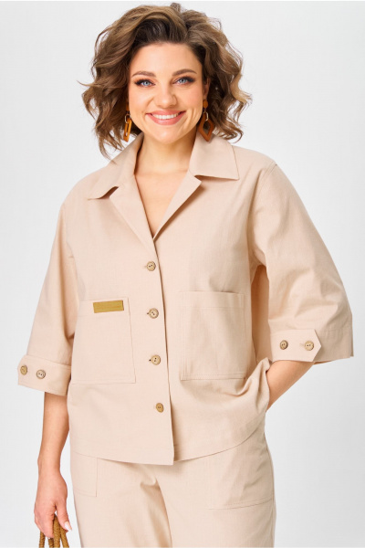 Брюки, жакет Aira Style 24224 бежевый - фото 6