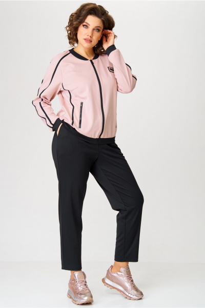 Брюки, джемпер Aira Style 24217 пудра-черный. - фото 9