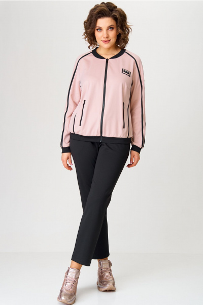 Брюки, джемпер Aira Style 24217 пудра-черный. - фото 8