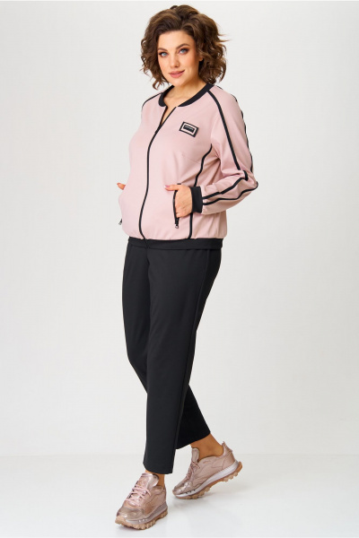 Брюки, джемпер Aira Style 24217 пудра-черный. - фото 7