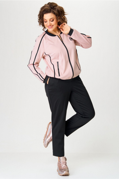 Брюки, джемпер Aira Style 24217 пудра-черный. - фото 5