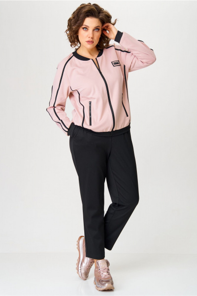 Брюки, джемпер Aira Style 24217 пудра-черный. - фото 4