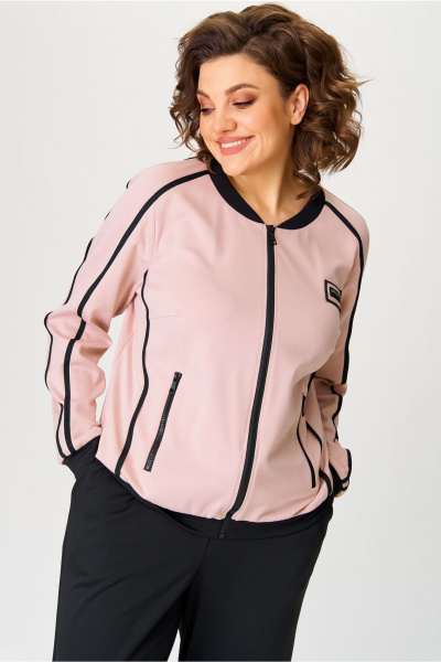 Брюки, джемпер Aira Style 24217 пудра-черный. - фото 3