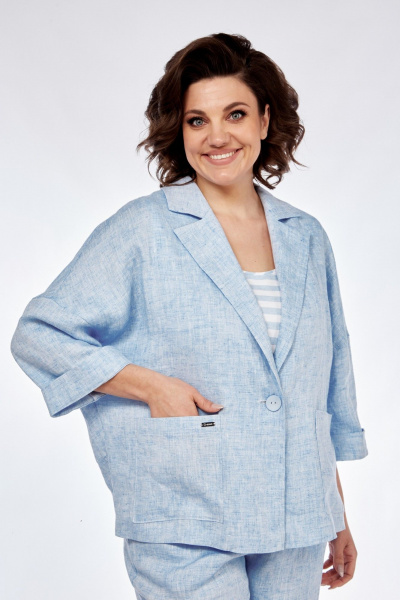 Брюки, рубашка Диомант 1963 голубой_лен - фото 8