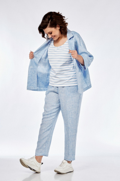 Брюки, рубашка Диомант 1963 голубой_лен - фото 5