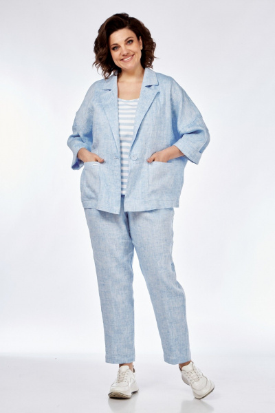 Брюки, рубашка Диомант 1963 голубой_лен - фото 2
