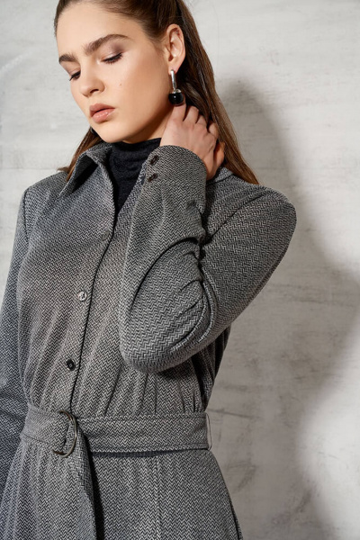 Платье Nelva 51333 серый елочка - фото 4