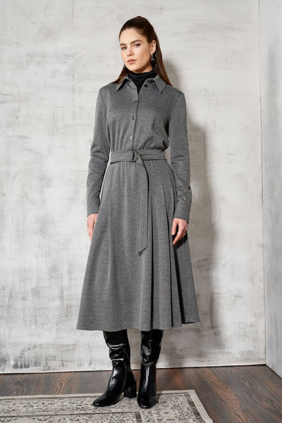 Платье Nelva 51333 серый елочка - фото 2