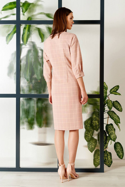 Платье Nelva 51382 розовый клетка - фото 4
