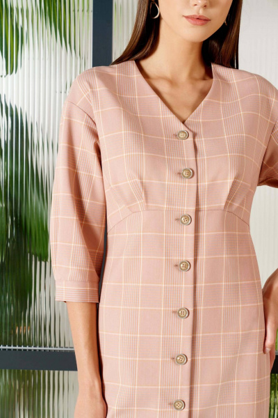 Платье Nelva 51382 розовый клетка - фото 3