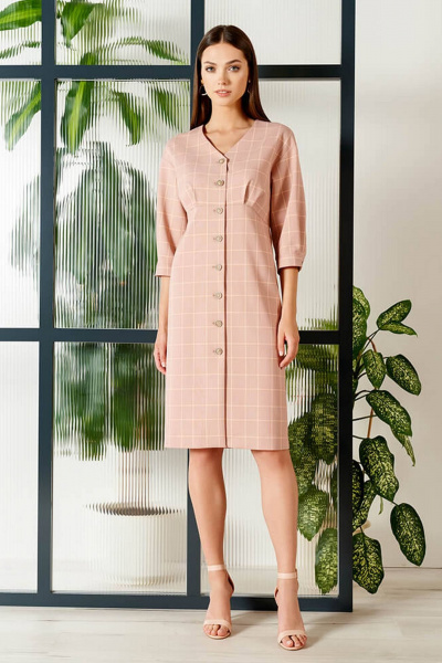 Платье Nelva 51382 розовый клетка - фото 2