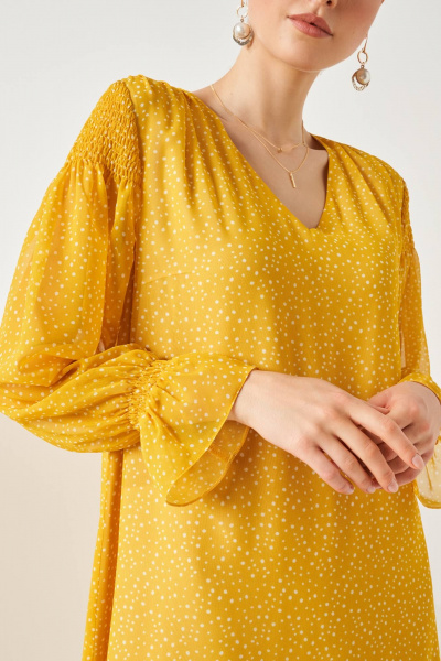 Платье Nelva 51486 горчично-желтый принт - фото 2