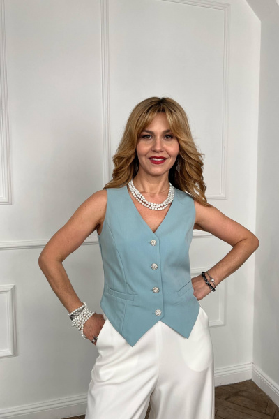 Жилет женский короткий костюмный из текстиля для офисных и праздничных лугов Tammi 3т83-24/10 - фото 3