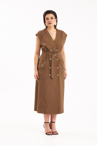 Платье KaVaRi 1109 коричневый - фото 3