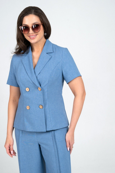 Брюки, жакет Alani Collection 2344 голубой - фото 7