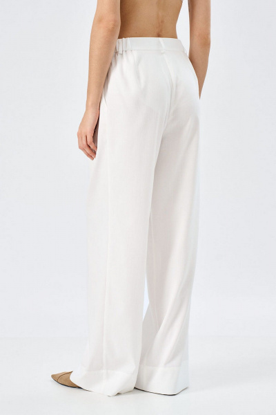 Молочные брюки-палаццо из льна со шлевками Art Ribbon M1014B - фото 4