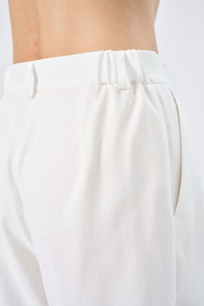 Молочные брюки-палаццо из льна со шлевками Art Ribbon M1014B - фото 3