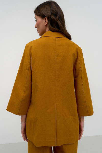 Классический костюм из льна в коричневом стиле на каждый день Art Ribbon M3813_2 - фото 6