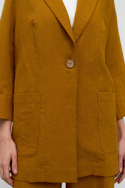 Классический костюм из льна в коричневом стиле на каждый день Art Ribbon M3813_2 - фото 4