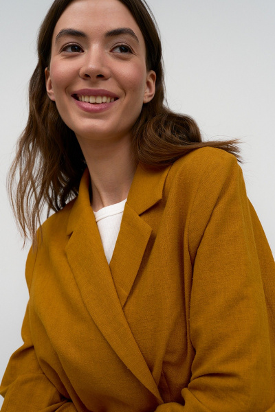 Классический костюм из льна в коричневом стиле на каждый день Art Ribbon M3813_2 - фото 3