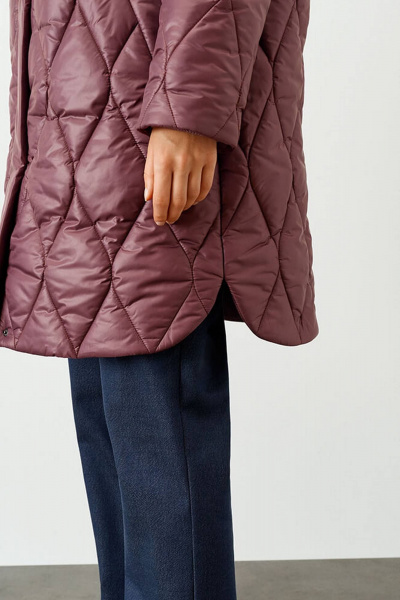 Пальто Nelva 0091 пепельно-бордовый - фото 4