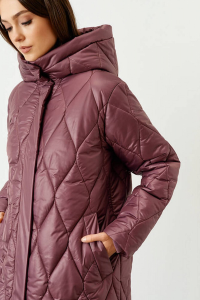 Пальто Nelva 0091 пепельно-бордовый - фото 3