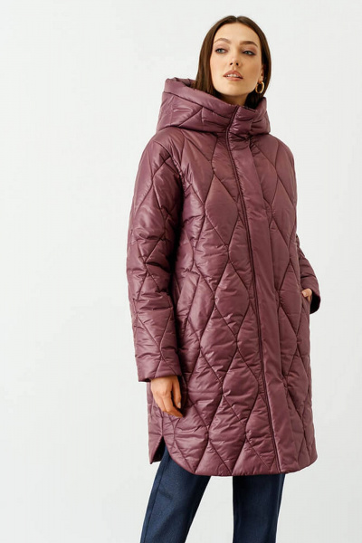 Пальто Nelva 0091 пепельно-бордовый - фото 1