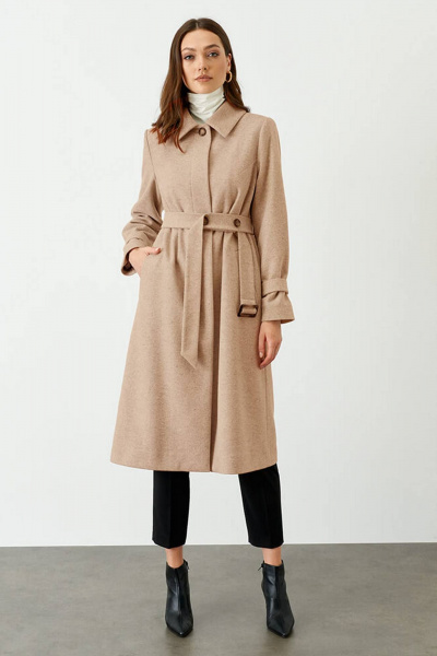 Пальто Nelva 0092 бежевый - фото 1