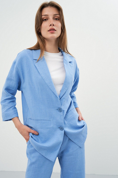 Жакет из льняной ткани с воротником пиджачного типа Art Ribbon M3815G - фото 1