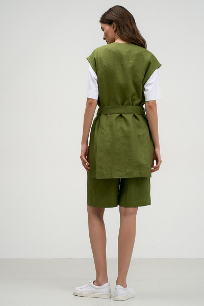 Льняной жилет прямого силуэта с прорезным карманом Art Ribbon M3816J - фото 4