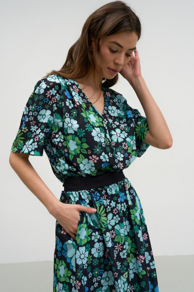 Платье с цветочным принтом А-силуэта с эластичной талией Art Ribbon M3884P - фото 3