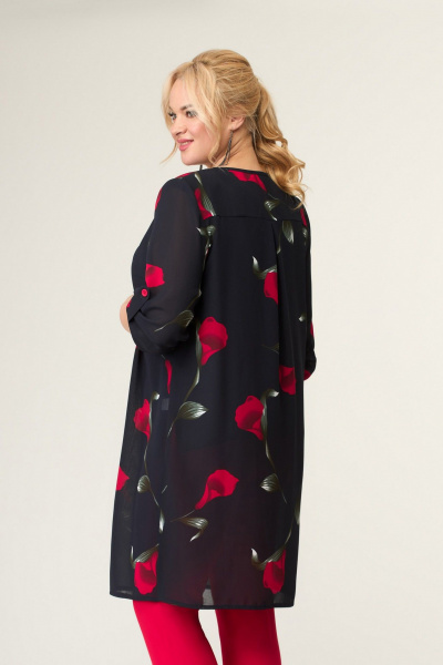 Кардиган, топ Svetlana-Style 3006 черный+цветы - фото 2