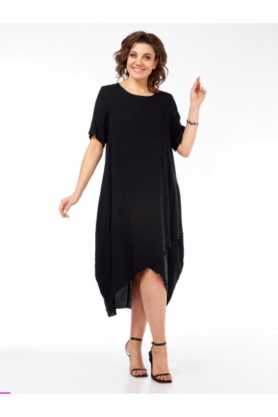 Платье бохо из вискозы с коротким рукавом Медея и К 2241 черный - фото 1