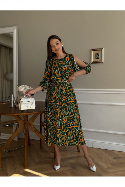 Платье Dilana VIP 2093 зеленый_принт - фото 7